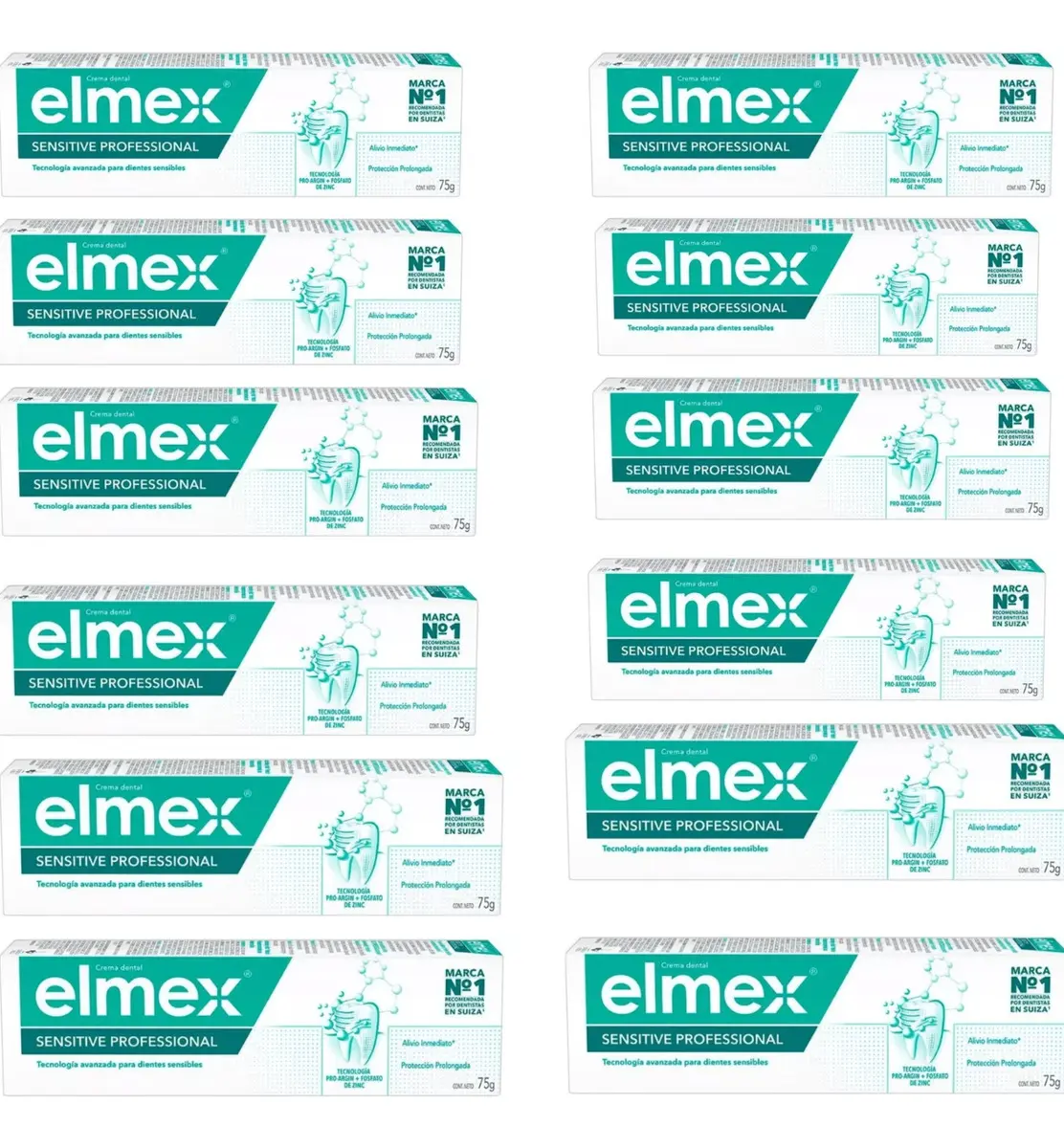 Elmex Creme Dental Sensitive Dentes Sensíveis 75g Kit C/12 Unidades