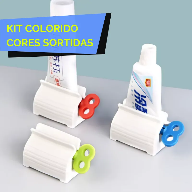 Kit 4 Espremedores Pasta Dente Giratório Evita Desperdício